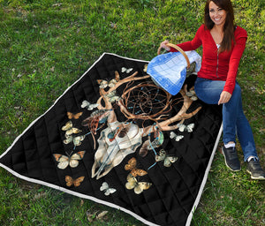 Dreamcatcher Deer Skull Print Quilt