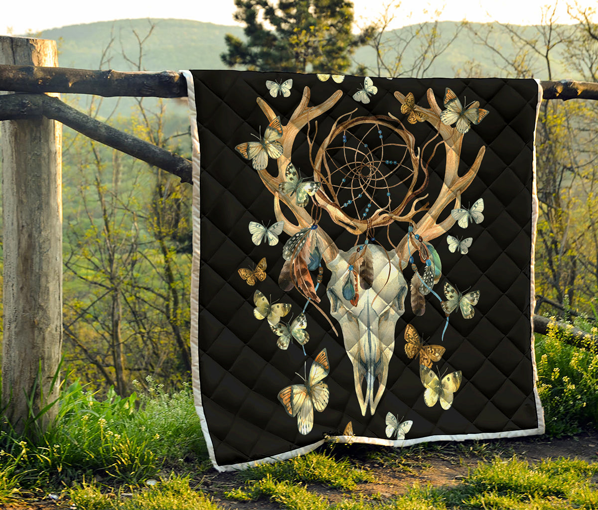 Dreamcatcher Deer Skull Print Quilt