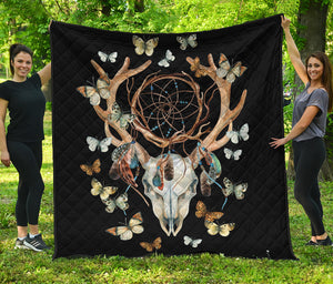 Dreamcatcher Deer Skull Print Quilt