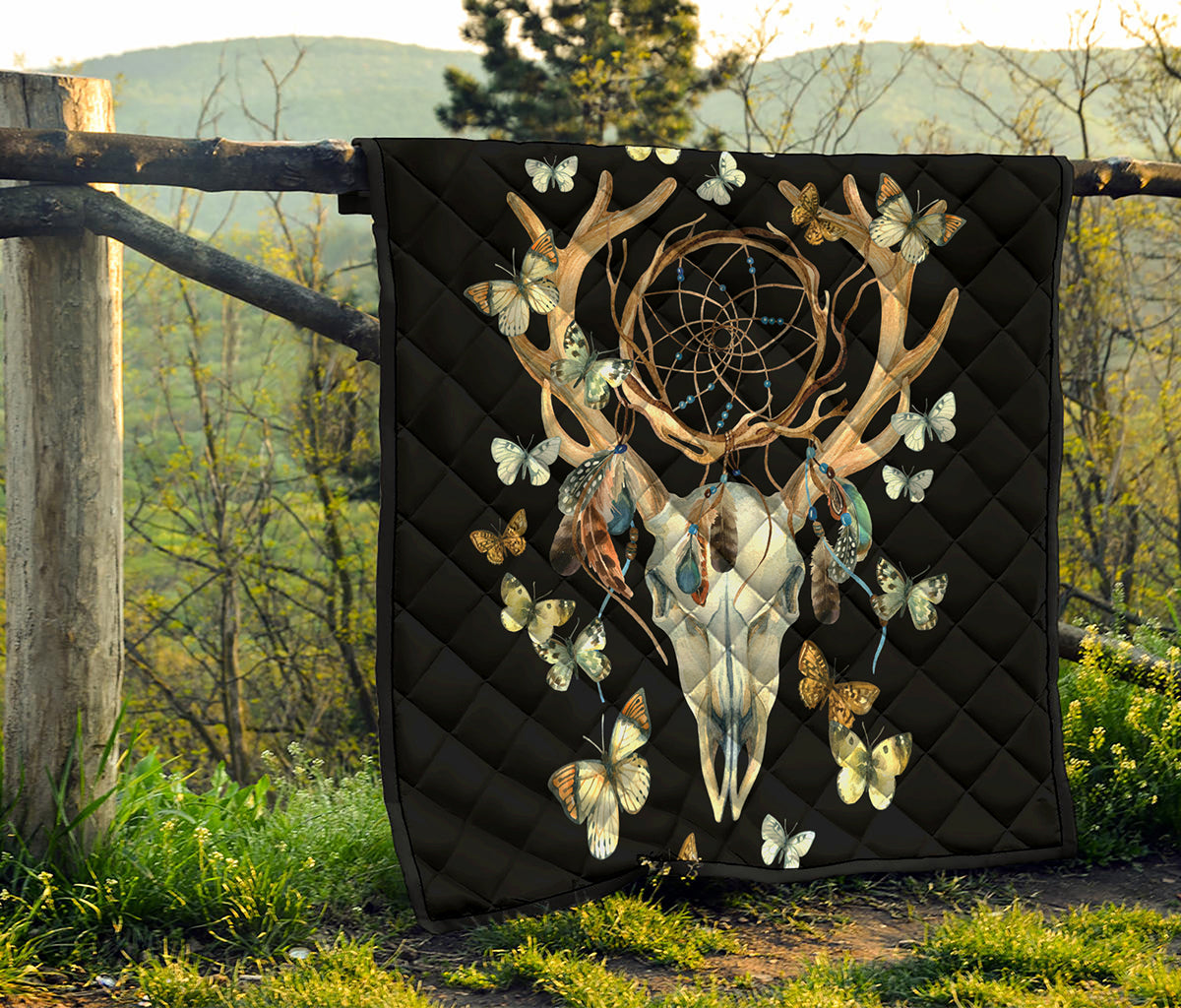 Dreamcatcher Deer Skull Print Quilt