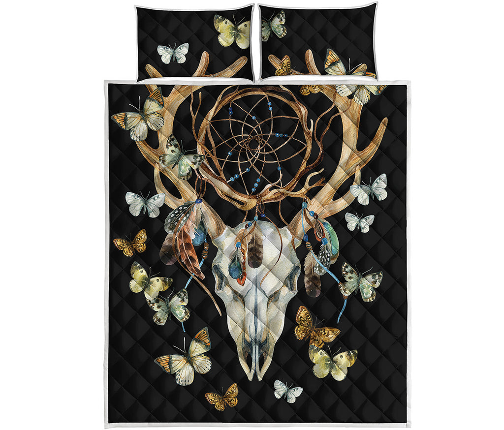 Dreamcatcher Deer Skull Print Quilt Bed Set