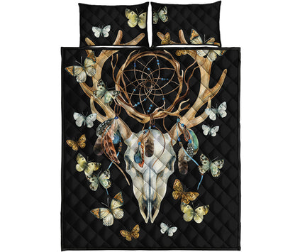 Dreamcatcher Deer Skull Print Quilt Bed Set