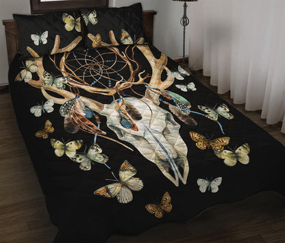 Dreamcatcher Deer Skull Print Quilt Bed Set