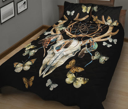 Dreamcatcher Deer Skull Print Quilt Bed Set