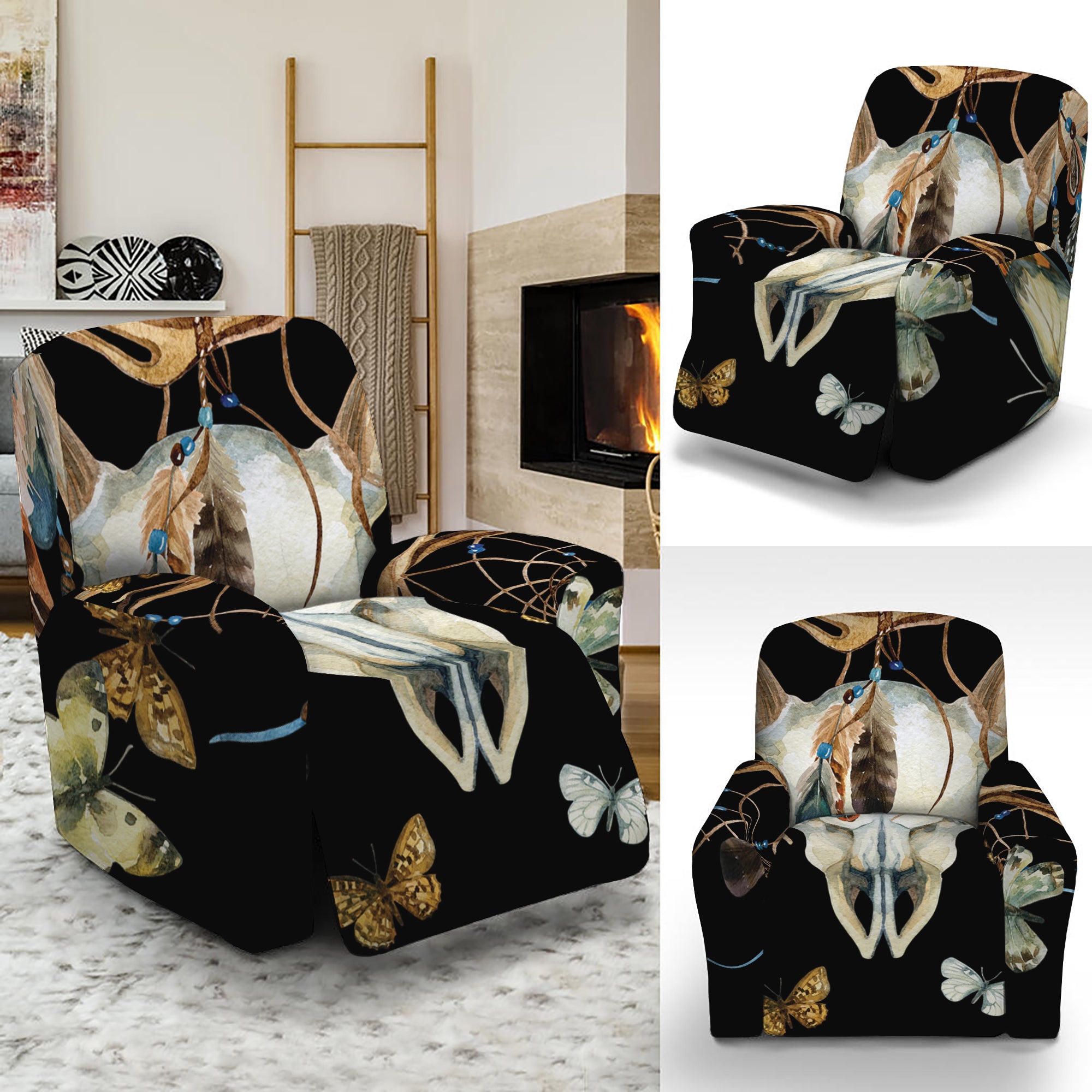 Dreamcatcher Deer Skull Print Recliner Slipcover