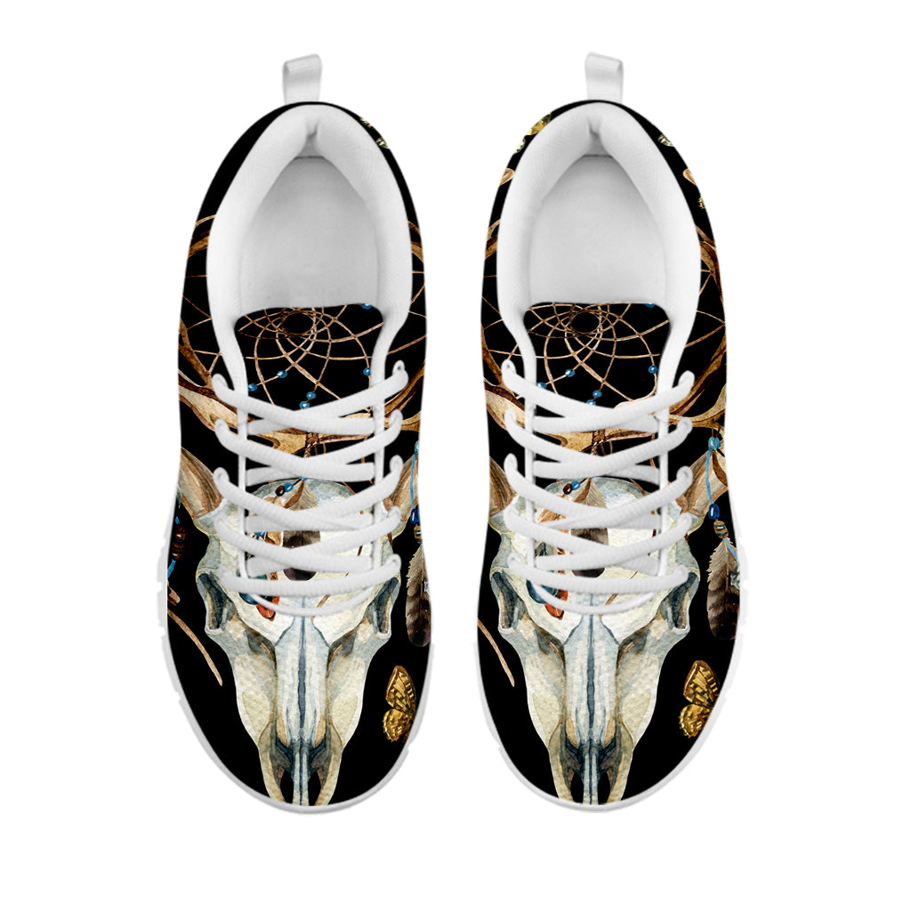 Dreamcatcher Deer Skull Print White Sneakers