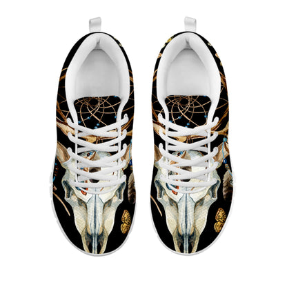 Dreamcatcher Deer Skull Print White Sneakers