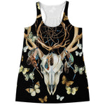 Dreamcatcher Deer Skull Print Women's Racerback Tank Top
