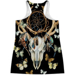 Dreamcatcher Deer Skull Print Women's Racerback Tank Top