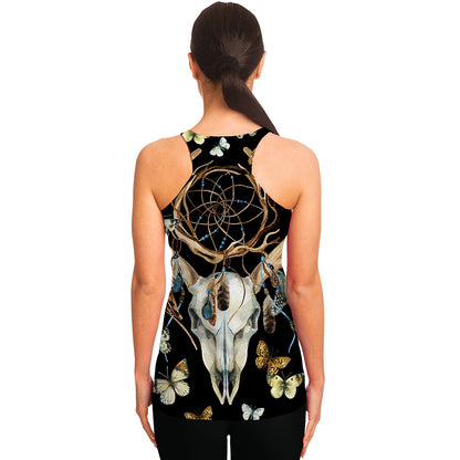 Dreamcatcher Deer Skull Print Women's Racerback Tank Top