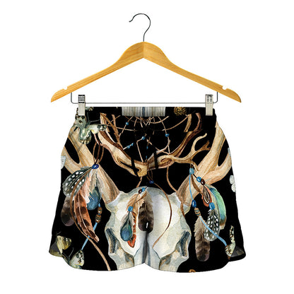Dreamcatcher Deer Skull Print Women's Shorts
