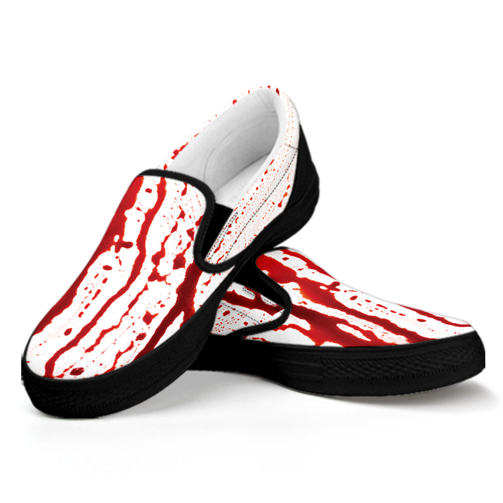 Dripping Blood Print Black Slip On Shoes