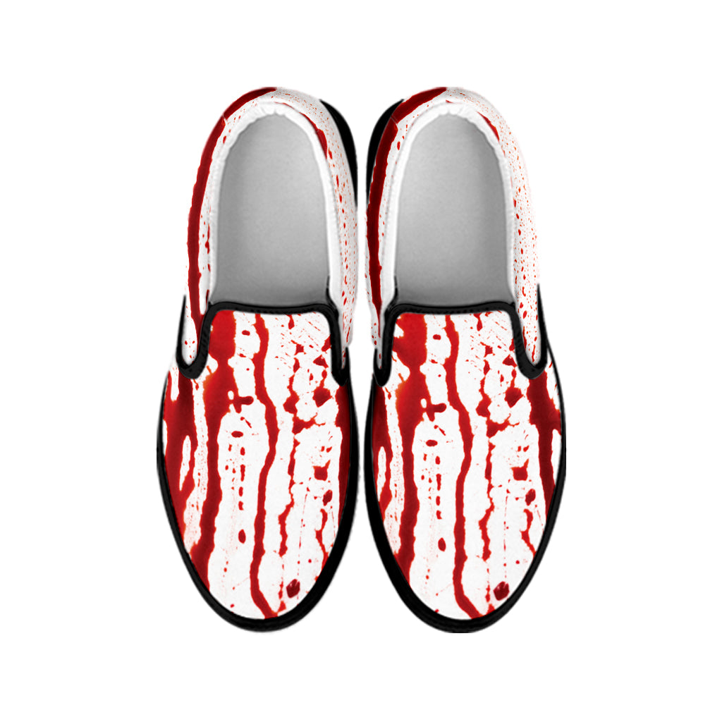 Dripping Blood Print Black Slip On Shoes