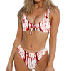 Dripping Blood Print Front Bow Tie Bikini