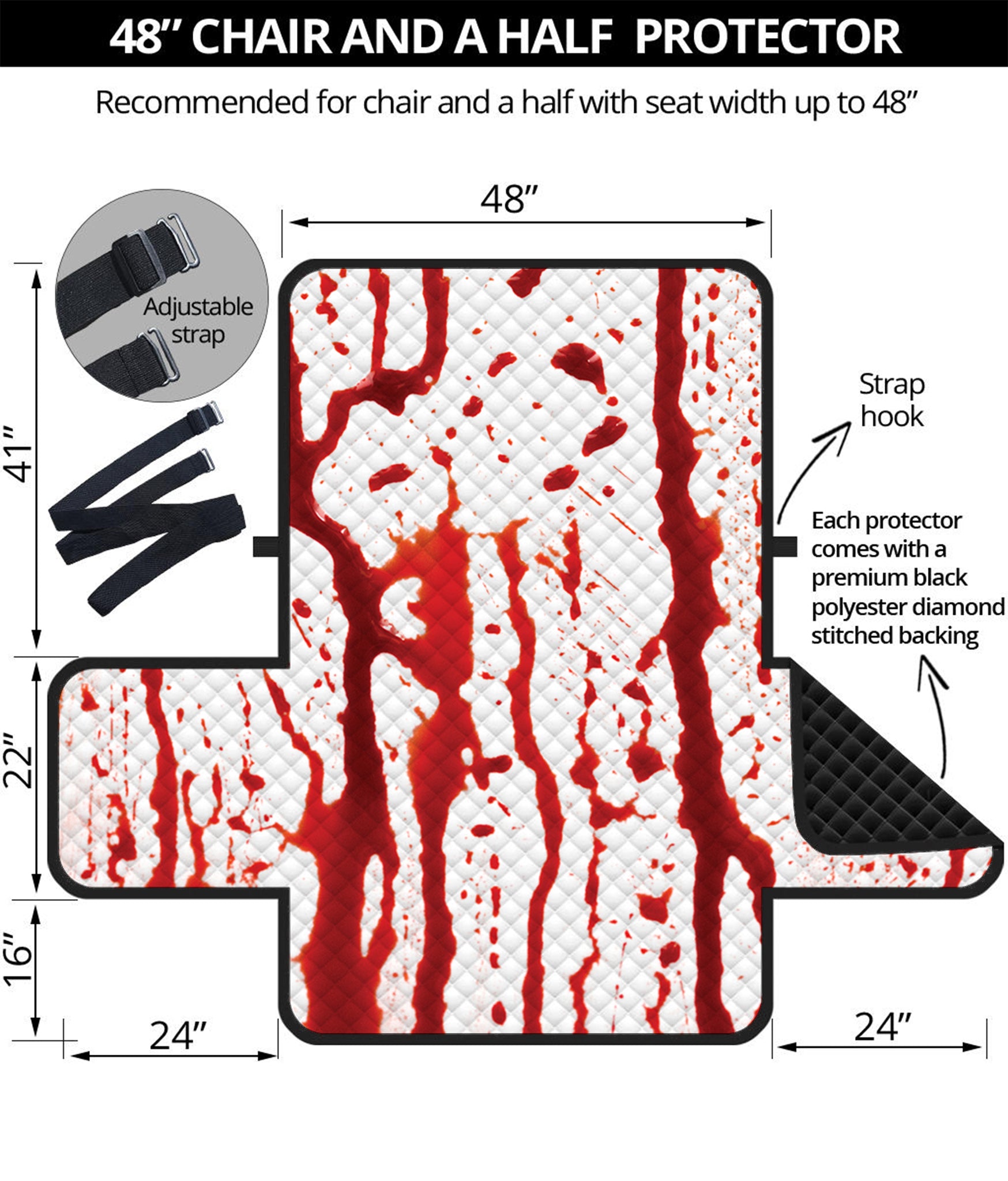 Dripping Blood Print Half Sofa Protector