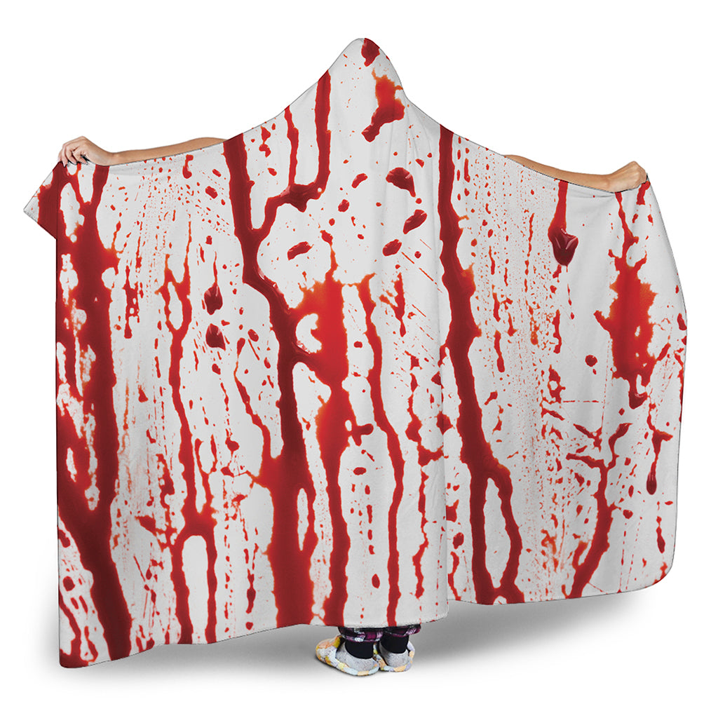 Dripping Blood Print Hooded Blanket