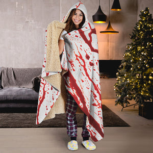 Dripping Blood Print Hooded Blanket