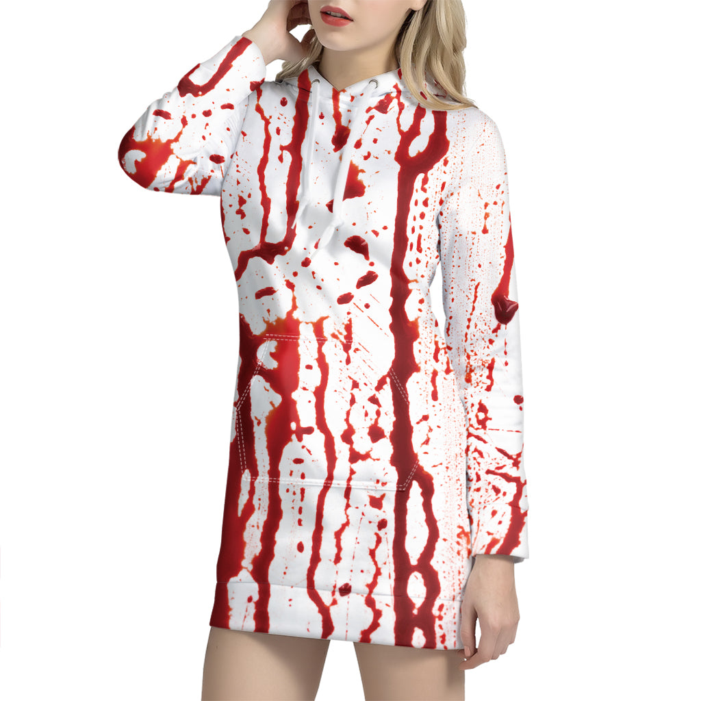 Dripping Blood Print Hoodie Dress