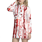 Dripping Blood Print Hoodie Dress