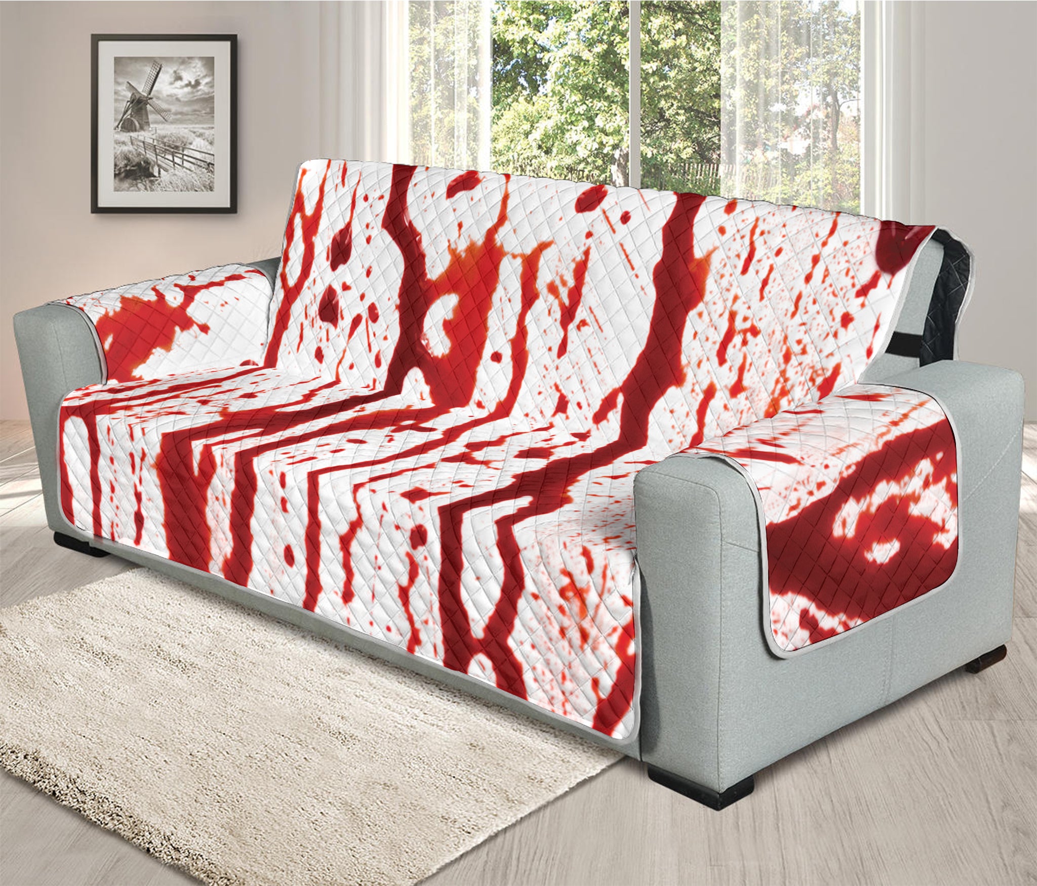 Dripping Blood Print Oversized Sofa Protector