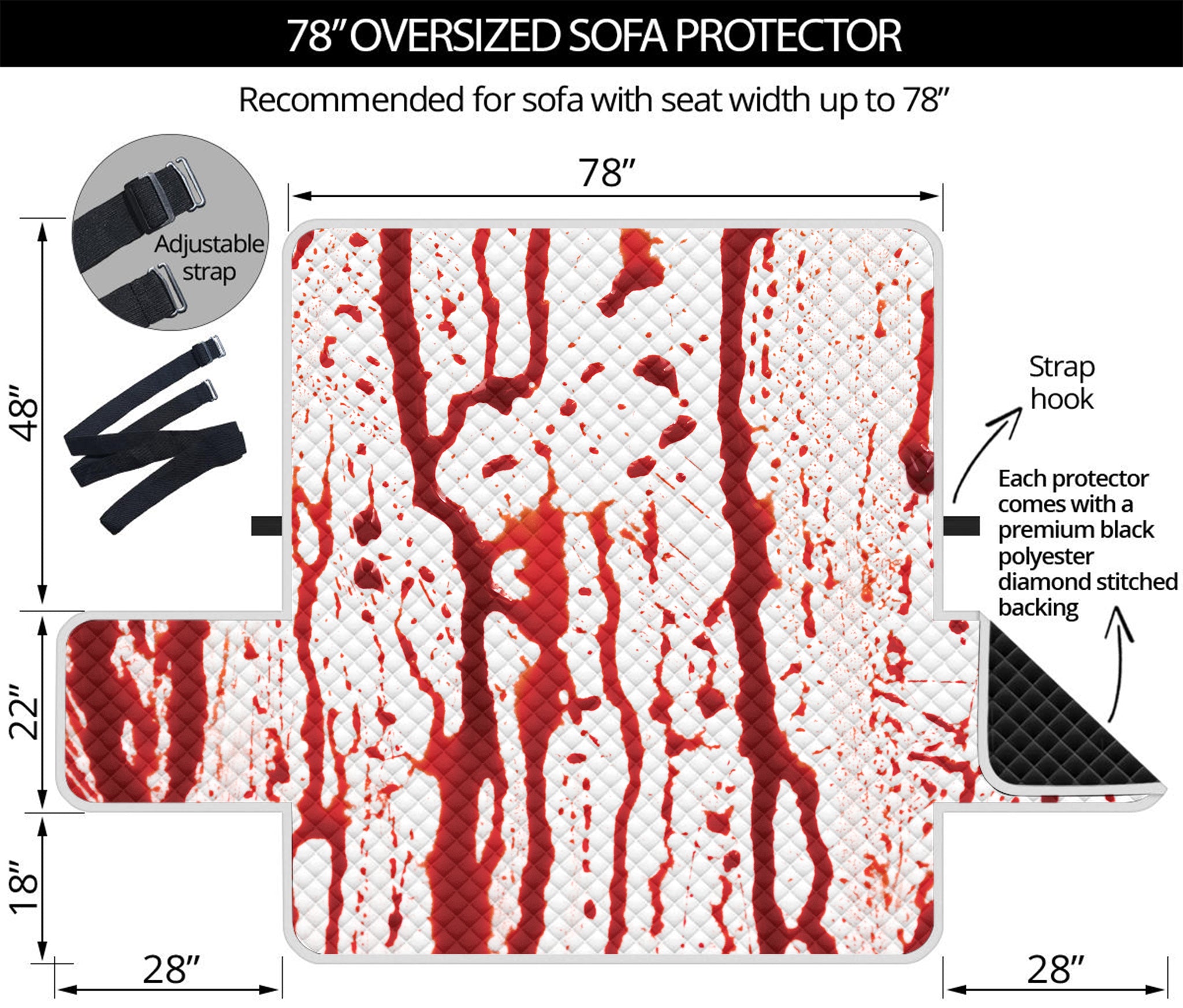 Dripping Blood Print Oversized Sofa Protector