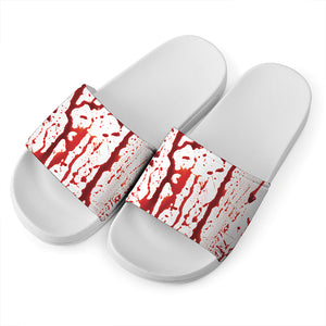 Dripping Blood Print White Slide Sandals