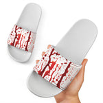 Dripping Blood Print White Slide Sandals
