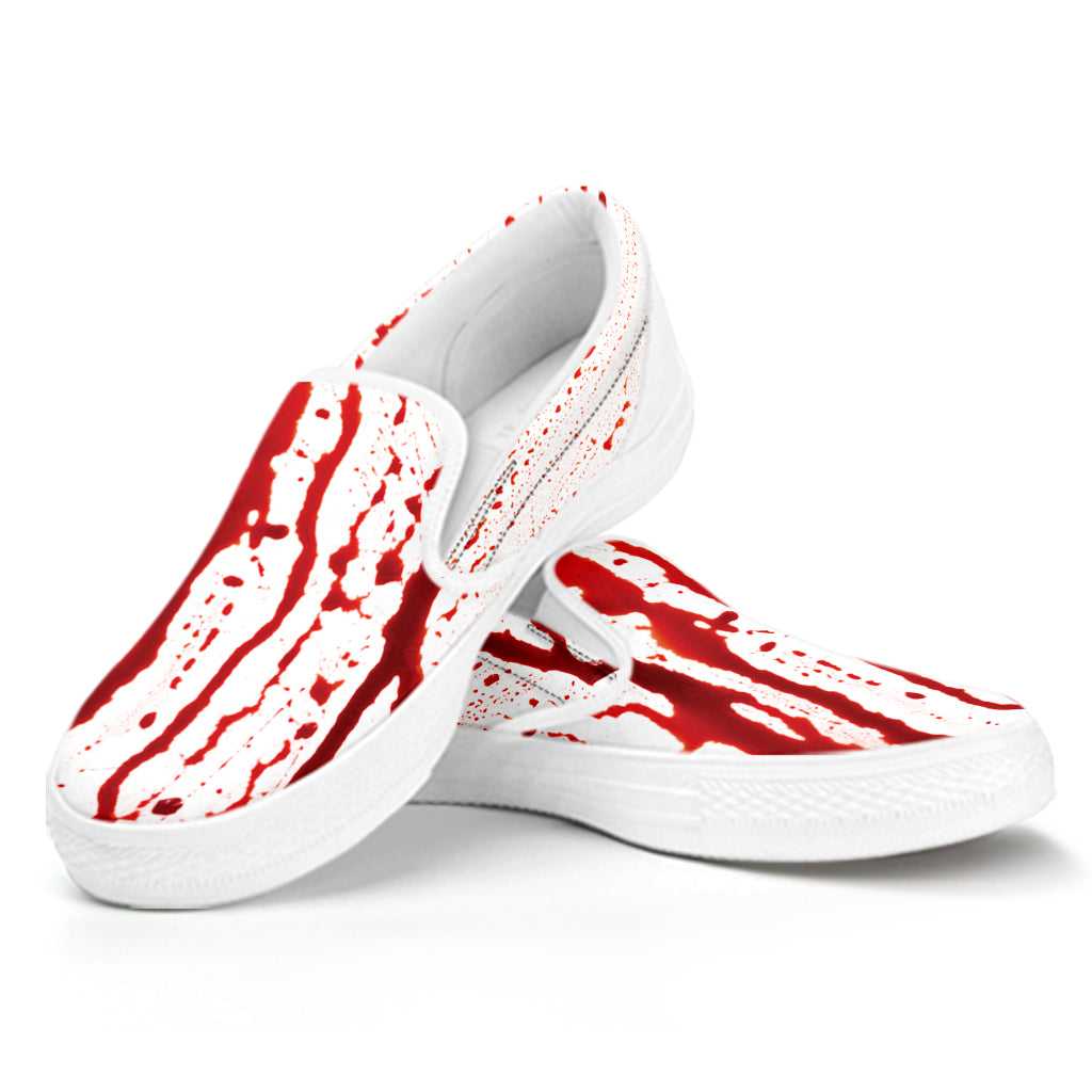 Dripping Blood Print White Slip On Shoes