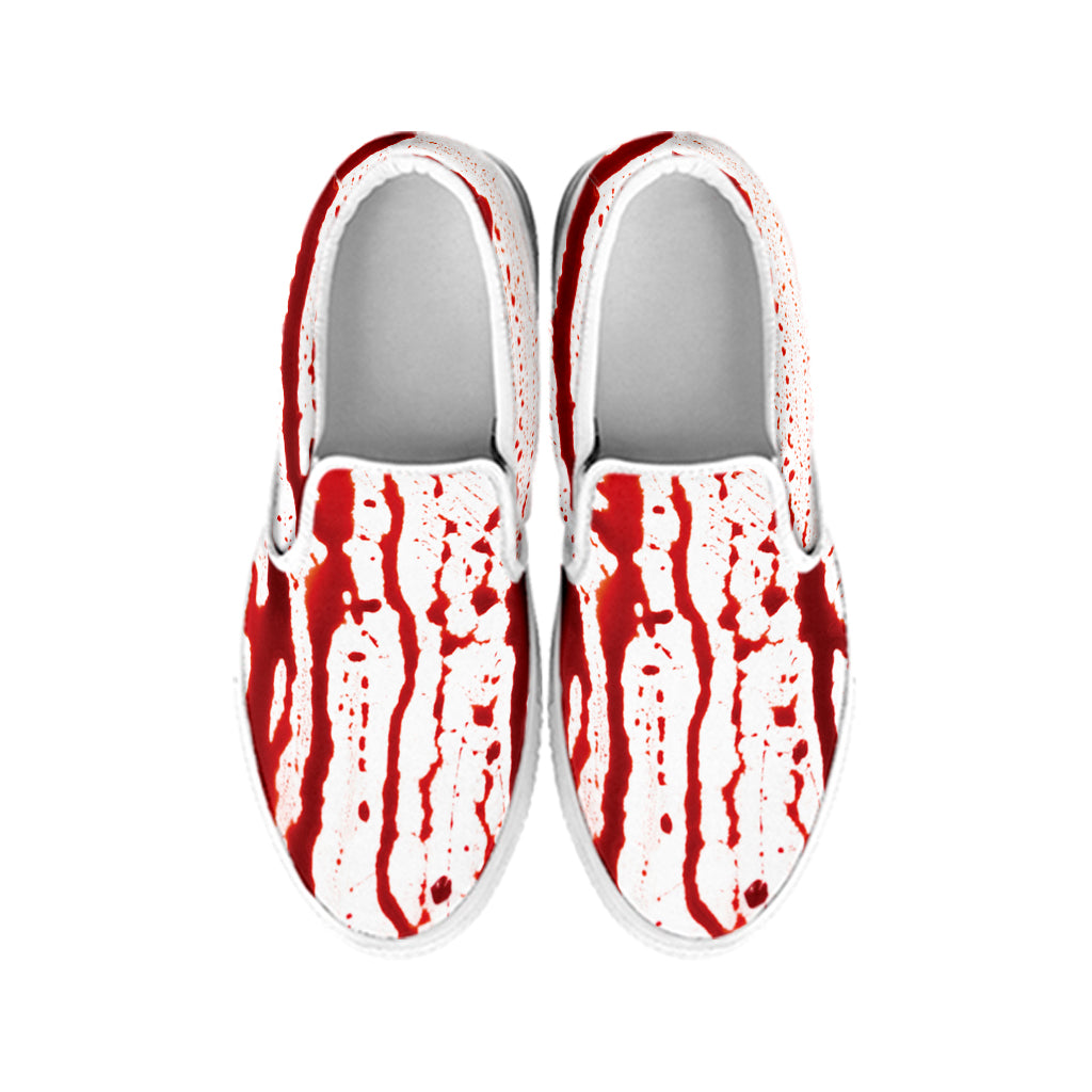 Dripping Blood Print White Slip On Shoes