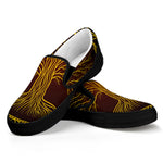 Druidic Yggdrasil Tree Print Black Slip On Shoes
