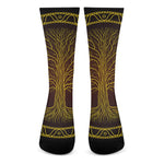 Druidic Yggdrasil Tree Print Crew Socks