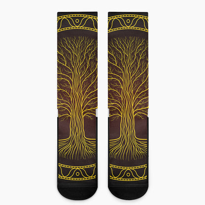 Druidic Yggdrasil Tree Print Crew Socks
