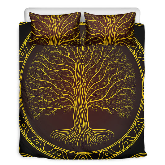 Druidic Yggdrasil Tree Print Duvet Cover Bedding Set