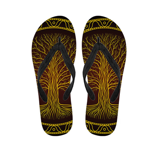 Druidic Yggdrasil Tree Print Flip Flops