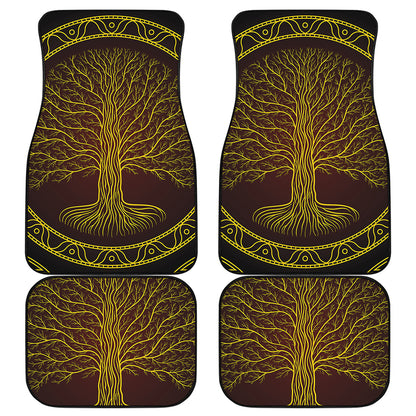 Druidic Yggdrasil Tree Print Front and Back Car Floor Mats