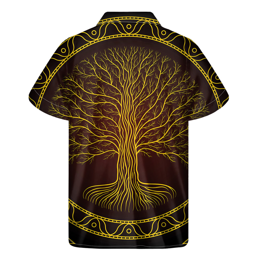 Druidic Yggdrasil Tree Print Men's Short Sleeve Shirt