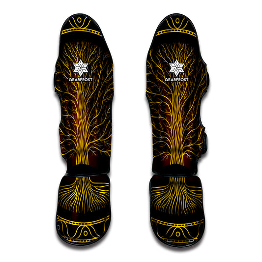 Druidic Yggdrasil Tree Print Muay Thai Shin Guard