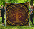 Druidic Yggdrasil Tree Print Quilt