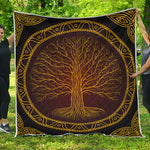 Druidic Yggdrasil Tree Print Quilt