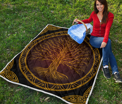 Druidic Yggdrasil Tree Print Quilt