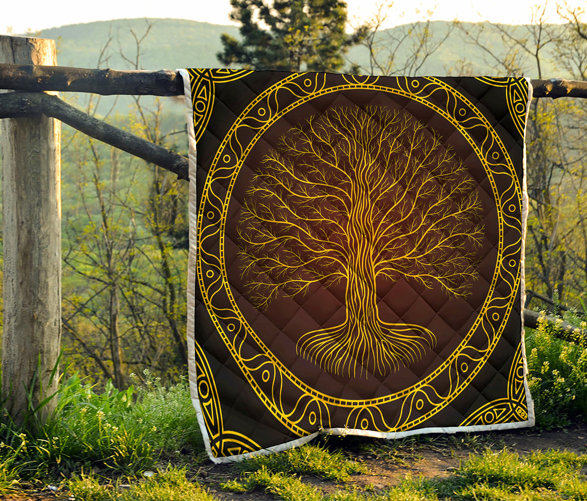Druidic Yggdrasil Tree Print Quilt