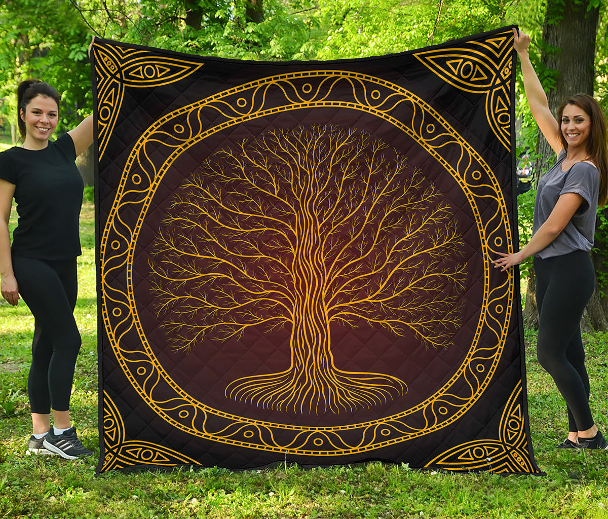 Druidic Yggdrasil Tree Print Quilt