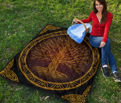 Druidic Yggdrasil Tree Print Quilt