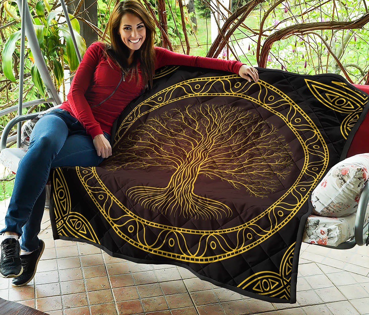 Druidic Yggdrasil Tree Print Quilt