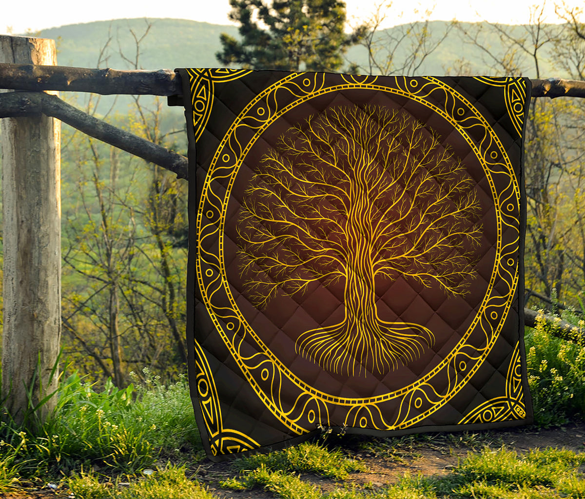 Druidic Yggdrasil Tree Print Quilt