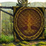 Druidic Yggdrasil Tree Print Quilt