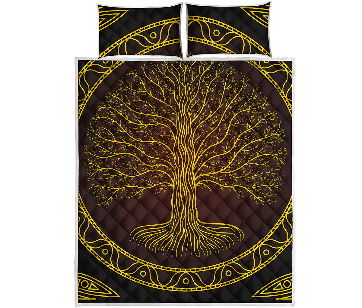 Druidic Yggdrasil Tree Print Quilt Bed Set