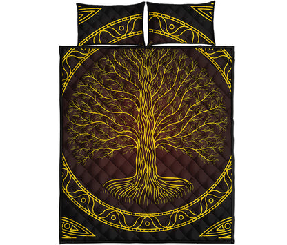 Druidic Yggdrasil Tree Print Quilt Bed Set