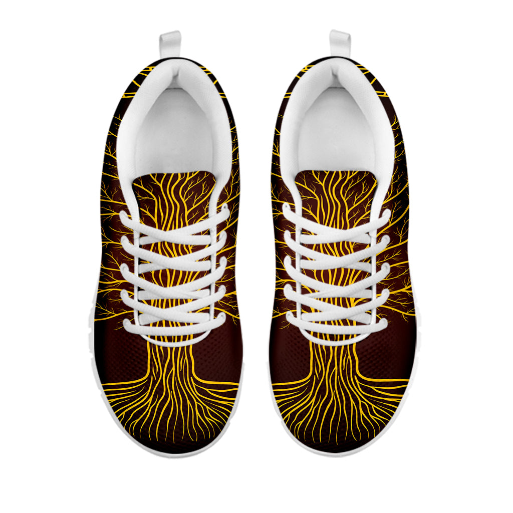 Druidic Yggdrasil Tree Print White Sneakers