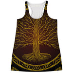 Druidic Yggdrasil Tree Print Women's Racerback Tank Top